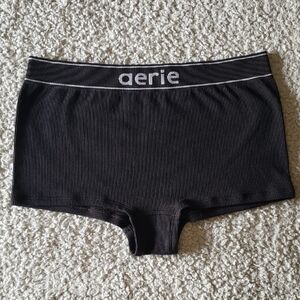 NWOT Aerie Superchill Seamless Logo Boyshort Panty in True Black